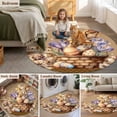 thumbnail image 5 of Easter Bunny Round Area Rug 4Ft Washable Circle Rugs for Bedroom Dining Room, Brown Eggs Flowers Rabbits Vintage Dots Plaid Non-Slip Carpet Floor Mats Indoor Outdoor Carpet Runner Home Decor, 5 of 8