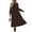 Dark Brown, variant on UVN Fall Long Dress for Women Crewneck Casual Long Sleeve Pleated Dresses with Pockets