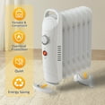 thumbnail image 5 of PRO CHOICE Oil Filled Radiator Heater Electric, 700W Portable Space Heater W/ Thermostat, White, 5 of 12