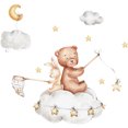 thumbnail image 1 of nipocaio Ensemble d'Autocollants Muraux Rabbit Bear Cub Stars Moon, Décoration Murale Auto-Adhésive, 1 of 5
