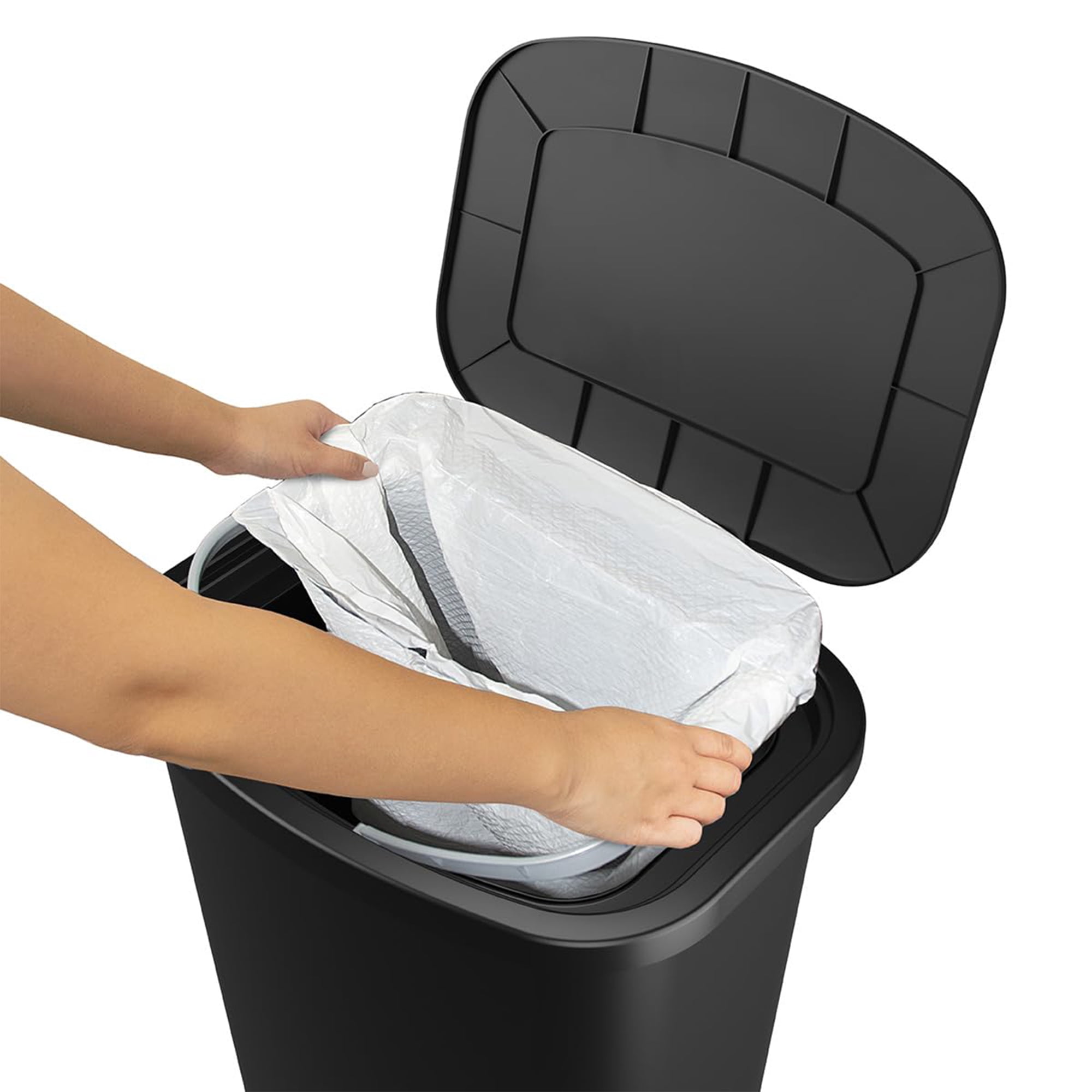 Open Box Glad Trash Can w/ Lid, Stainless Foot Pedal & Garbage Bag Rings, 20Gal