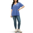 thumbnail image 5 of Fantaslook Plus Size Blouses for Women Pleated Button Short Sleeve Shirts Casual V Neck Tunic Tops, 5 of 9