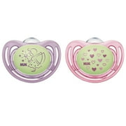 NUK Airflow Glow-in-the-Dark Pacifiers, 6-18 Months, 2-Pack