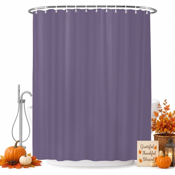 Pure Lilac Gray Shower Curtain, Waterproof Shower Curtains for Bathroom, Contemporary Solid Color Minimalist Art Washable Fabric Bathtub Curtain Set Bath Decor with 12 Hooks Long 72"x84"