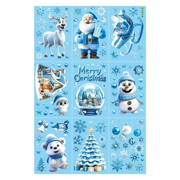 9pcs Christmas White Snowflake Wall Stickers Removable Self-Adhesive Window Decals for Bathroom, Living Room & Holiday Home Decoration