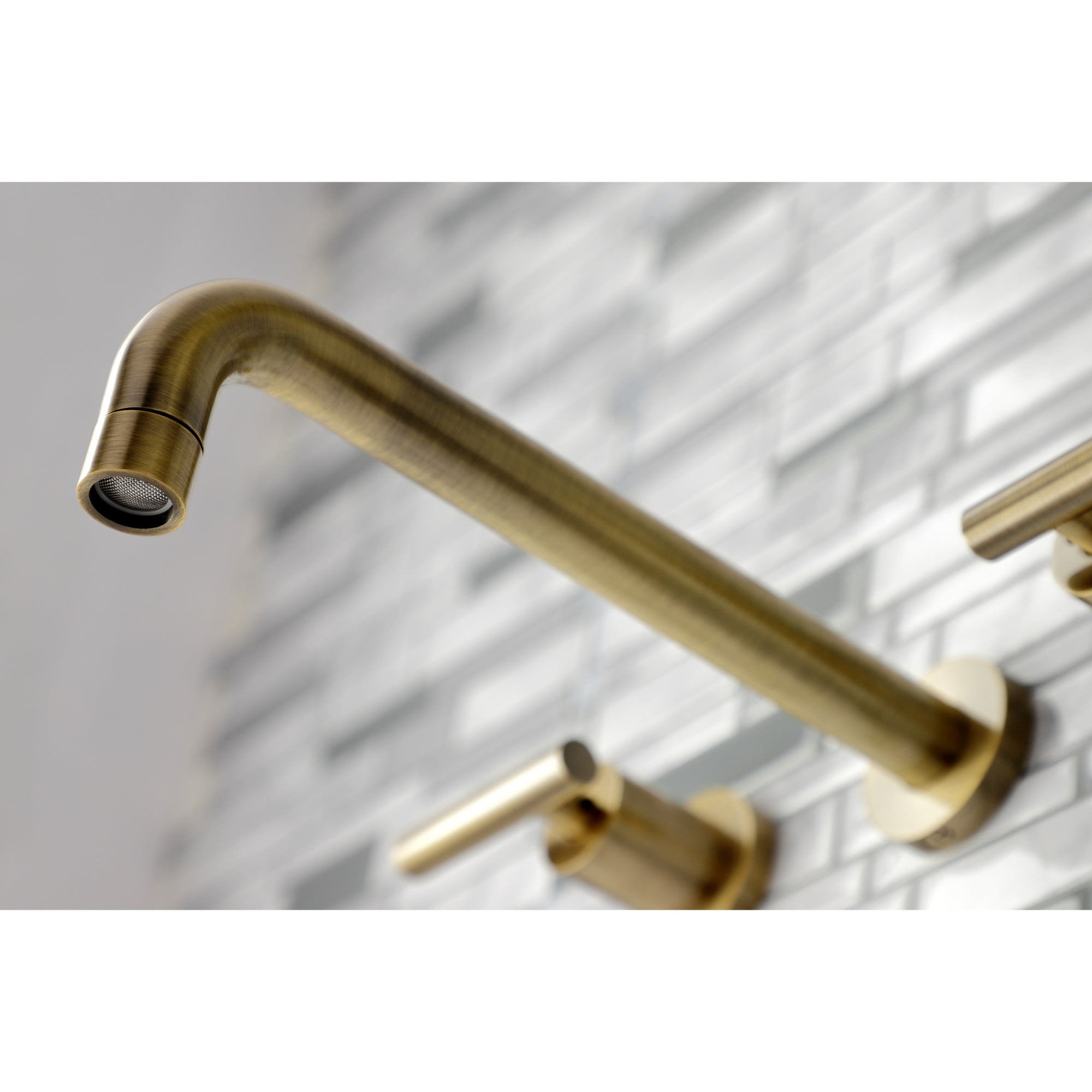 Kingston Brass KS8023CML Manhattan Two-Handle Wall Mount Roman Tub Faucet, Antique Brass