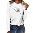 thumbnail image 1 of Pullover à Capuche en polyester à Manches Longues Col Rond Imprimé Léger et Exquis pour Femmes (Blanc, m), 1 of 3