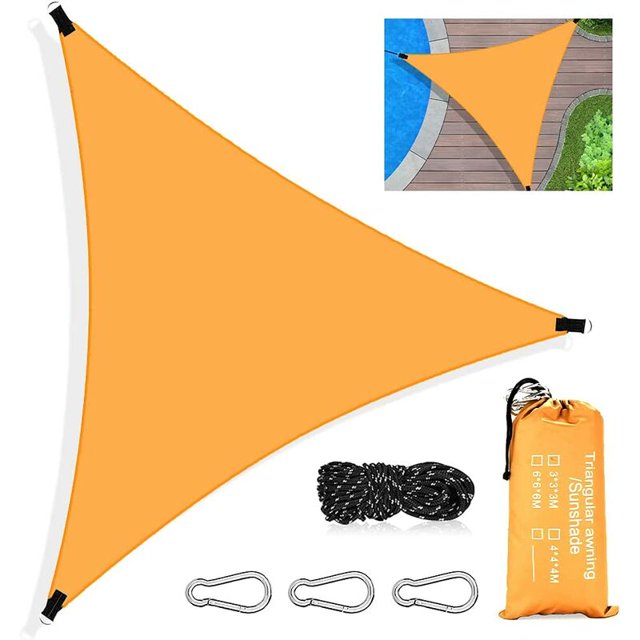 Voile D‘ombrage Triangulaire, 3 x 3 x 3M Toile Ombrage Triangle Imperméable, avec Protection UV et HDPE Respirant Toile Ombrage, avec Corde, pour Patio Jardin Terrasse Piscine Extérieur esquí esquí Gafas de esquí