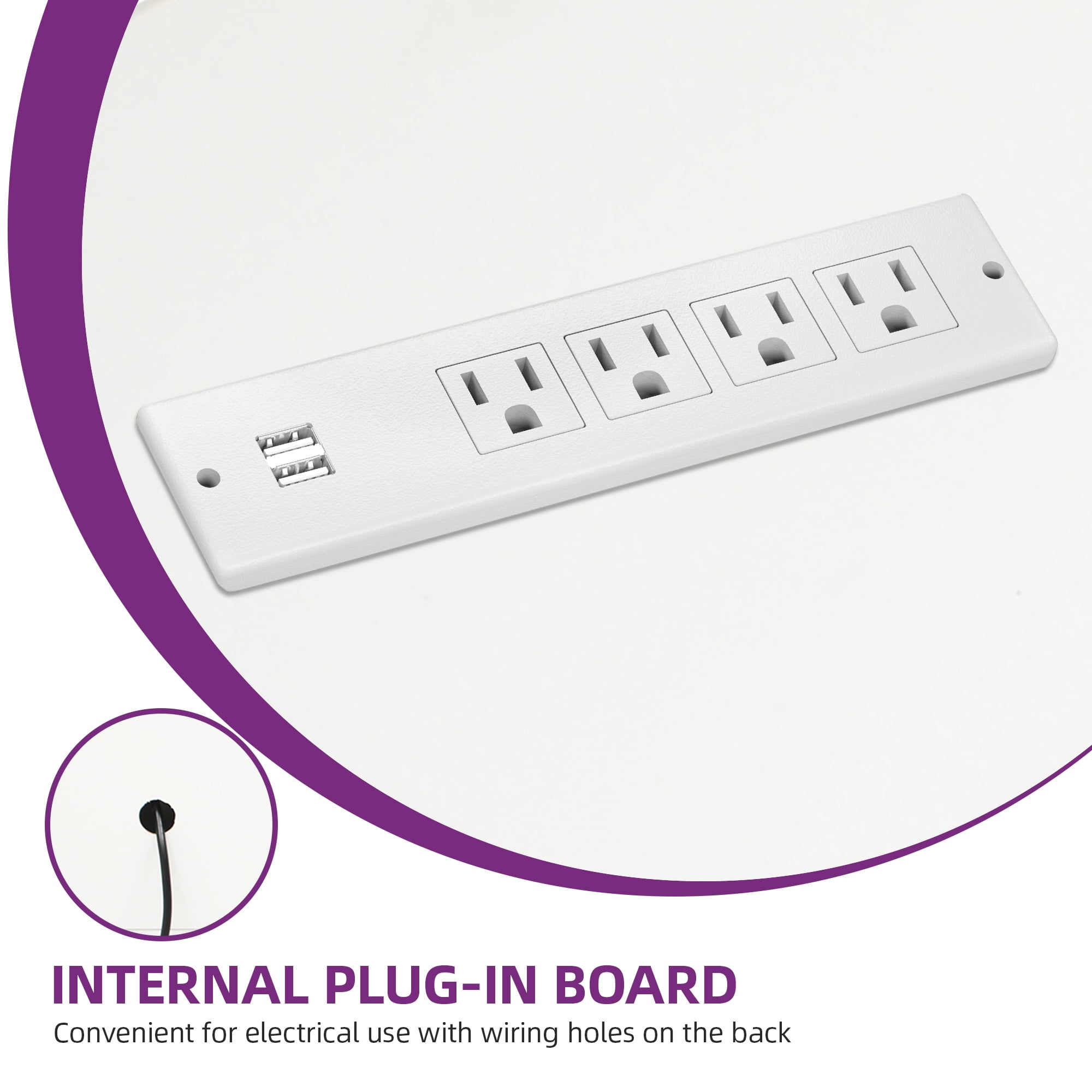 Uforic Media Console with Built-in Power Socket, 2 Shelves for Lounge