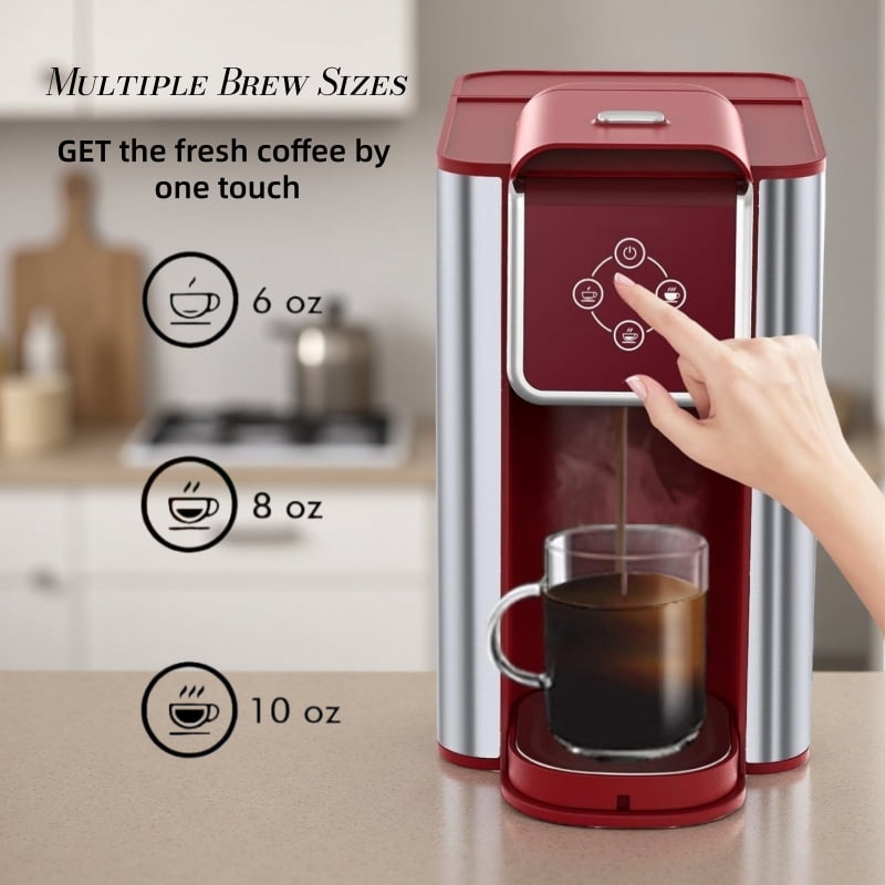 3 in 1 Single Serve Coffee Maker: Coffee Machine Compatible with K Cup Capsules & Grounds, Instant Coffee Pot, Tea Maker Brewer - Removable 50 Oz Water Reservoir, 120V 1150W, Black