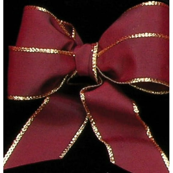 The Ribbon People Burgundy Red and Gold Taffeta Wired Craft Ribbon 1.5" x 27 Yards