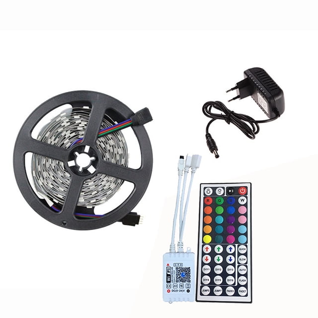 Kit de tira de LED RGB de 10 m con 600 LED (SMD5050), 16 colores seleccionables, incluye un control remoto con clasificación IP de 24 teclas, un controlador y una fuente de alimentación de 12 V 120 W
