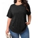 thumbnail image 1 of TaTaai Plus Size Everyday Top Women, Striped Short Sleeve Round Neck T-Shirt, Loose Fit Five Quarter Sleeve Blouse, Lightweight Soft Casual Apparel Gift, 1 of 9