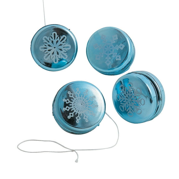 Mini Metallic Snowflake YoYos - 12 Pieces