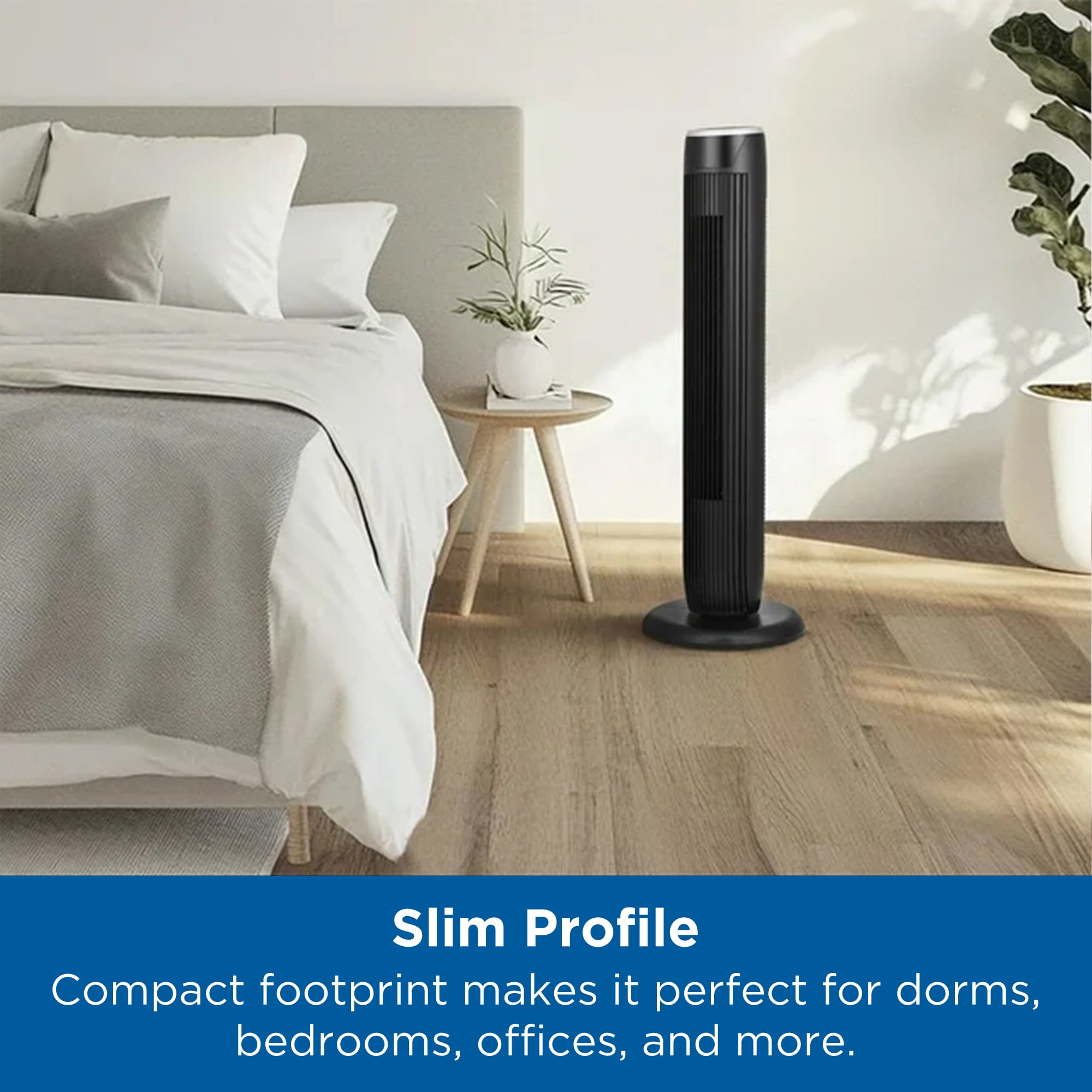 Mainstays 36-Inch Tower Fan with 3-Speed Settings and Oscillation, Remote, Black, MSWMT24JRV