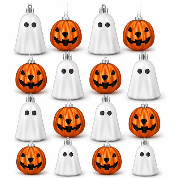 Halloween Hanging Ornaments, 16 Pcs Ghost and Pumpkin Decorations for Trees, Garlands and Wreaths