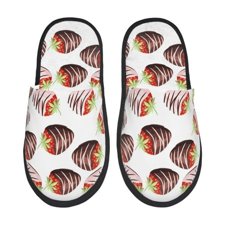 

Slippers for Women/Men - Chocolate Strawberry Print Soft Plush Warm Slip-on Slippers House Slippers Indoor House Shoes