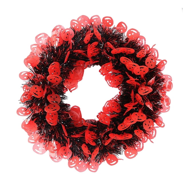 Abbracc Couronne de Porte Décorative pour Halloween, Décoration Murale de Ferme, Rouge