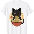 thumbnail image 1 of Cat Ramen - Camiseta de anime con gráficos divertidos japoneses Kawaii Cat, Blanco, XX-Large, 1 of 2