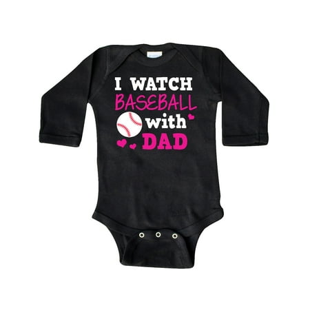 

Inktastic I Watch Baseball with My Dad Gift Baby Boy or Baby Girl Long Sleeve Bodysuit