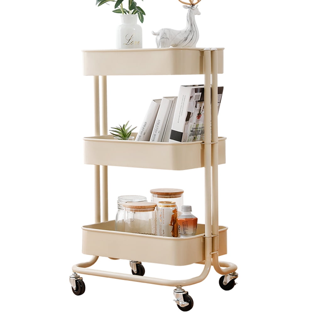 HOME ORGANIZER 3 Tier Rolling Storage Metal Utility Cart ...