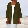 thumbnail image 2 of Timegard 3/4 Sleeve Cardigan for Women Lightweight Open Front Coats Fall Solid Color Loose Thin Tops, 2 of 5