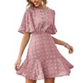 thumbnail image 1 of Txlixc Vestido de Manga Corta para Mujer, Patrón de Punto Hueco de Patchwork de Encaje Txlixc Moda, 1 of 5