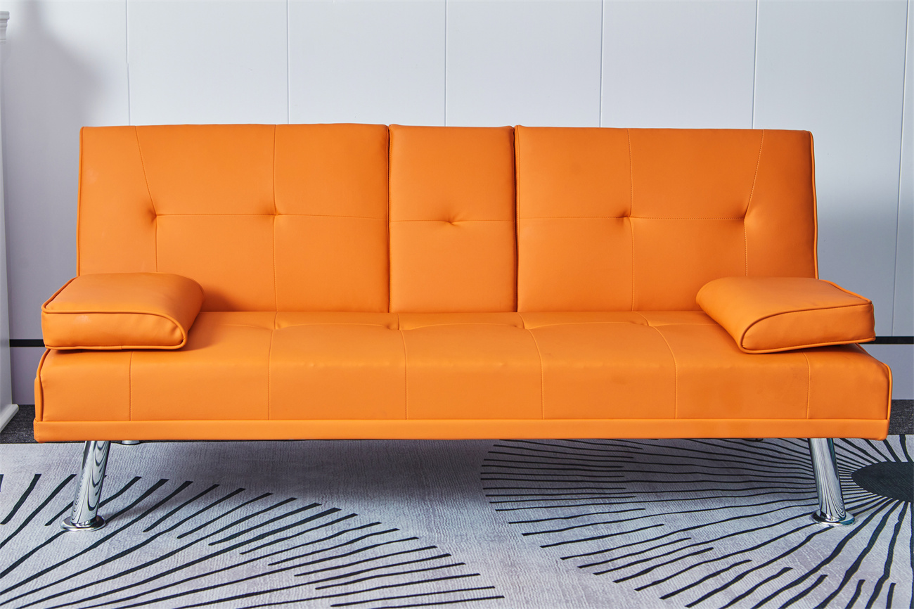 Adjustable Folding Sofa Bed with Removable Armrests, Multifunctional PU