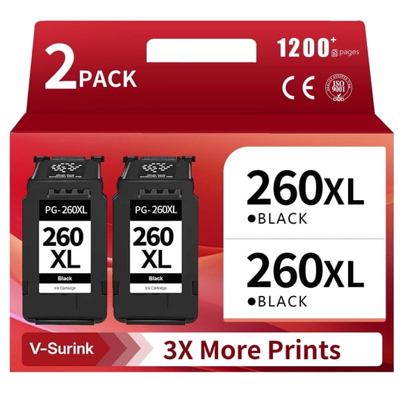 Cartucho de Tinta V-Surink 260XL Negro Paquete de 2 Alta Capacidad
