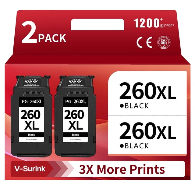 Cartucho de Tinta V-Surink 260XL Negro Paquete de 2 Alta Capacidad