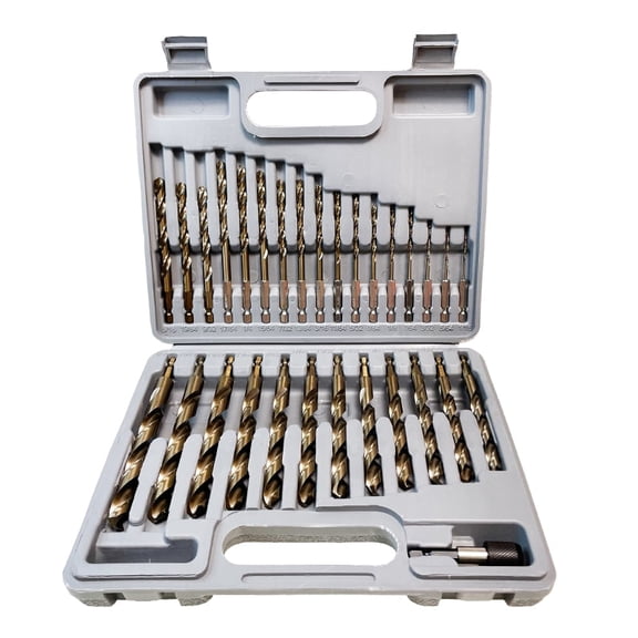 Drill Bit Set Titanium-Coated Hex Shank 29-Piece 1/16-1/2 Inch