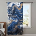 thumbnail image 4 of Blue Marble Sheer Curtains 45 Inches Long, Modern Minimalist Abstract Fluid Art Light Filering Curtains, Breathable Simi Curtain Privacy Drapes for Kitchen Bathroom Lightweight Small Window Treatment, 4 of 9