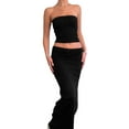 thumbnail image 2 of Musuos Women Summer Black Skirt Set Lace Trim Strapless Tube Top and Long Pencil Skirt 2 Piece Outfits Streetwear, 2 of 7