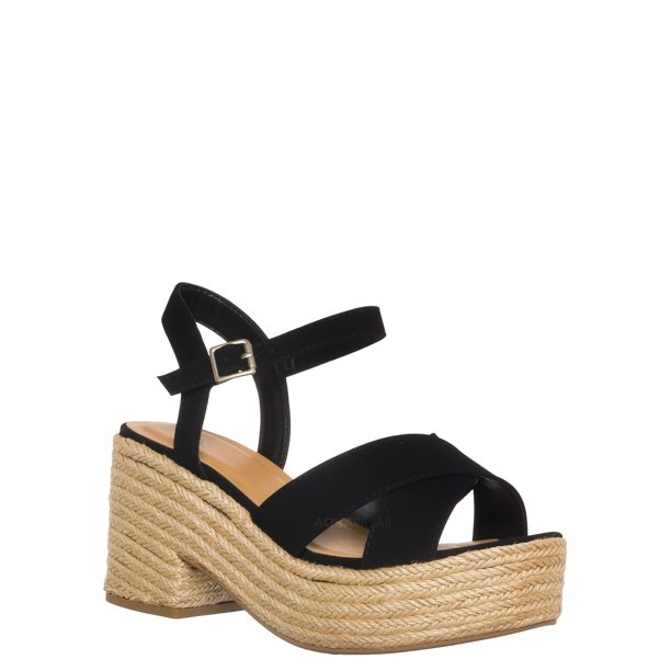 Espadrille Jute Rope Platform Clog, Womens Ankle Strap Sandal