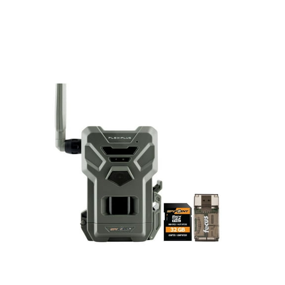 Spypoint FLEX-PLUS 36 Megapixel Cellular Trail Camera Bundle with Spypoint MicroSD 32GB Ultra High Speed Class 10 Memory Card and Focus All-In-One High Speed Card Reader (3 Items)