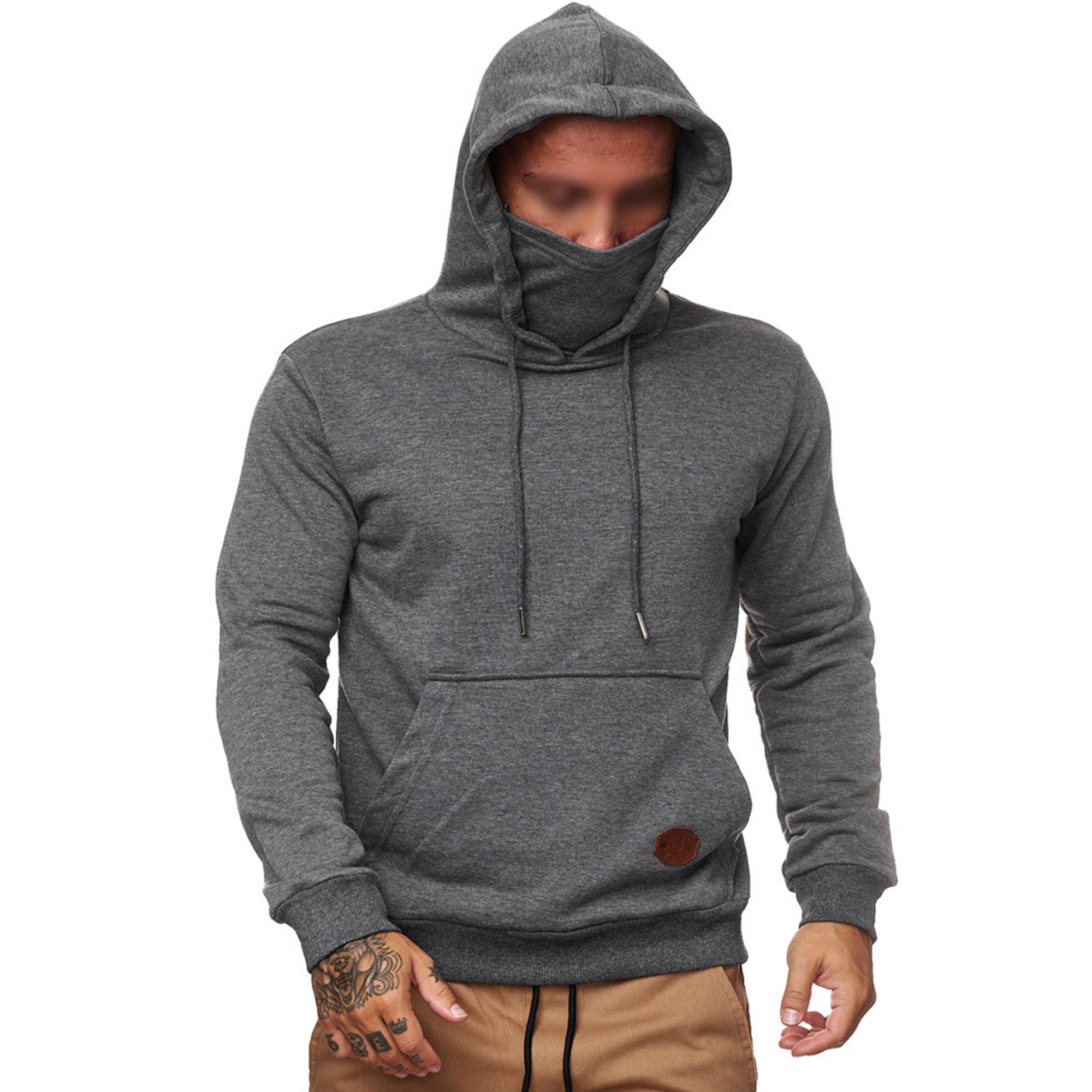 Fashnice Men's Hoodie Long Sleeve Sweatshirts Face Cover Sweatshirt Casual  Sport Hooded Tops Dark Gray S | Walmart Canada
