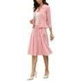 thumbnail image 4 of Conjuntos de traje de falda inspiradores y elegantes para mujeres, 2 piezas, oficina, chaqueta de blazer de 3/4 de manga, faldas plisadas, L, rosa polvo, 4 of 6