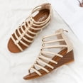 thumbnail image 4 of LSLJS Sandales Compensées à Enfiler pour Femmes, Bout Ouvert, Talon Haut, Fermeture Éclair Arrière, Sandales Compensées Platform Rétro Ajourées, Sandales Romaines, Sandales à Talons Inclinés, 4 of 9