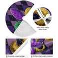 thumbnail image 3 of GZHJMY Mardi Gras Fat Tuesday Purple Zigzag Tree Skirt Romantic Tree Base Cover Mat Party Living Room Tree Stand Mat Fleur De Lis Carnival Gift 35.4", 3 of 5