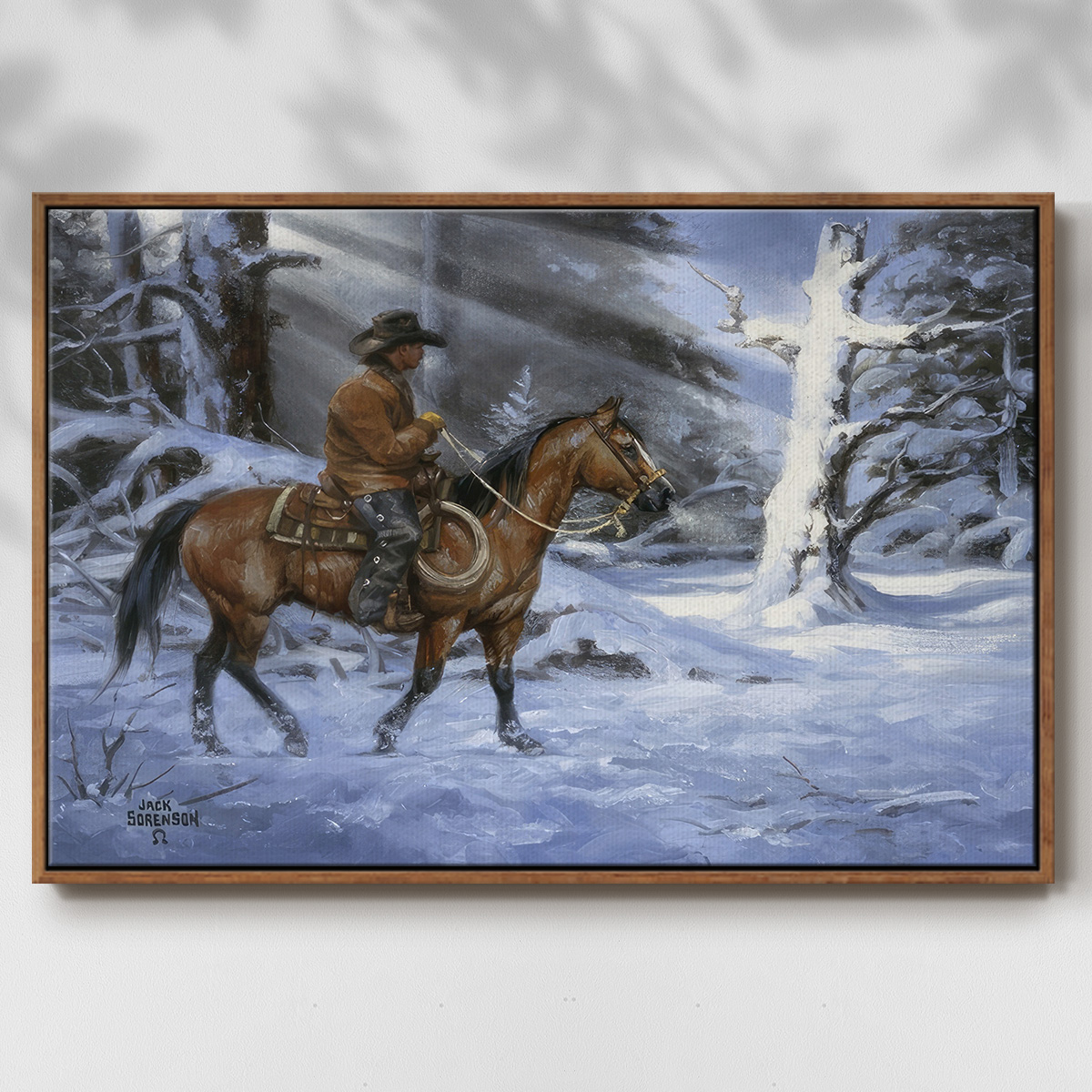 Silent Night, Holy Night - Framed Gallery Wrapped Holiday Canvas - 17 x 25 - Rosewood Frame