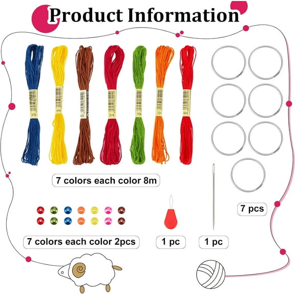 DIY Yarn Dream Catchers Kit Chakra Dream Catcher with Multi Color Fringes Traditional Dreamcatcher Rainbow Colors