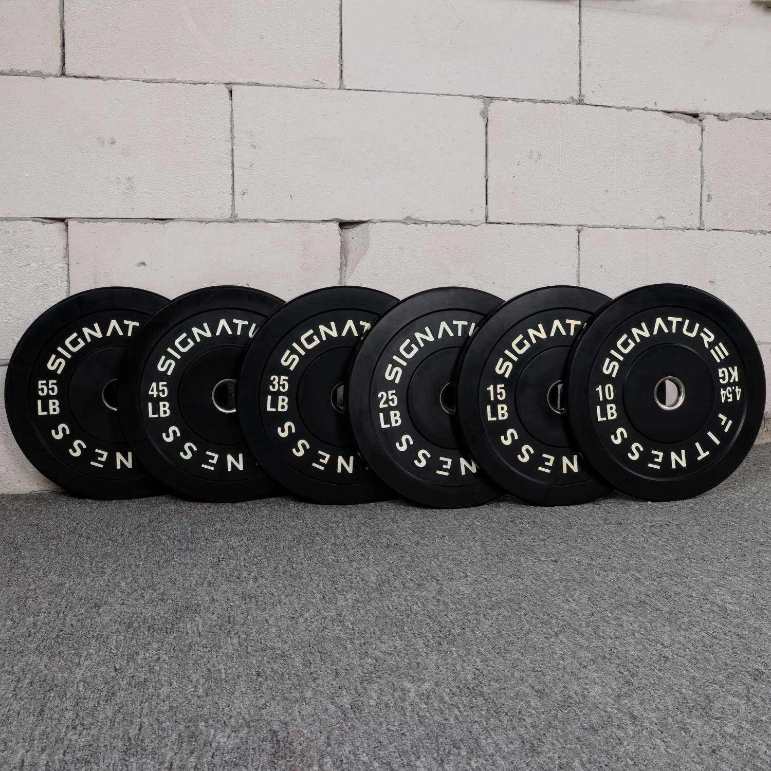 Signature Fitness 2 In. Olympic Bumper Plate Weight Plates with Steel Hub - 100% Virgin Rubber