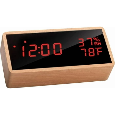 Wooden digital alarm clock, USB powered electronic alarm clock