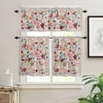 thumbnail image 2 of Colorful Flowers Kitchen Curtains and Valances Set, Rod Pocket Curtains Tier Farmhouse Window Curtains 24 Inch Length, Spring Botanical Plants Light Pink 3 Piece Kitchen Curtains Set, 2 of 6