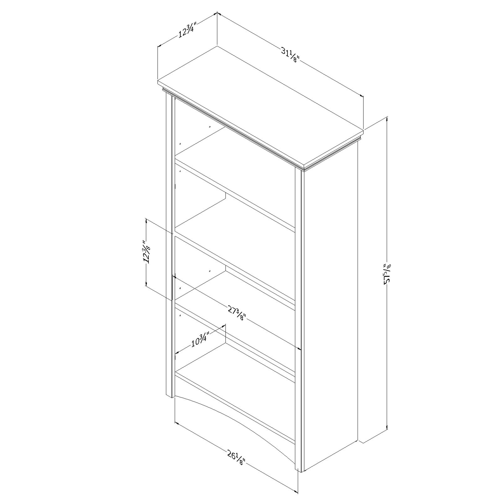 Gascony 4-Shelf Bookcase-Rubbed Black-South Shore