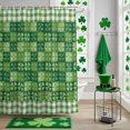 thumbnail image 5 of St. Patrick's Day Shower Curtain Set with Hooks, Four Leaf Clovers Plaid Pattern Waterproof Fabric Bathroom Curtains Decor Home Accessories,72 X 84 Inch Extra Long, 5 of 9