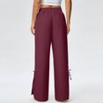 thumbnail image 5 of Babcutegg Linen Pants for Women Soild Color High Waist Cotton Linen Casual Fashion Straight Leg Womens Summer Clothes Wine Size L, 5 of 8