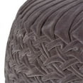 thumbnail image 3 of Simpli Home Pouf Rond Boho Greffon en Velours Gris, 3 of 6