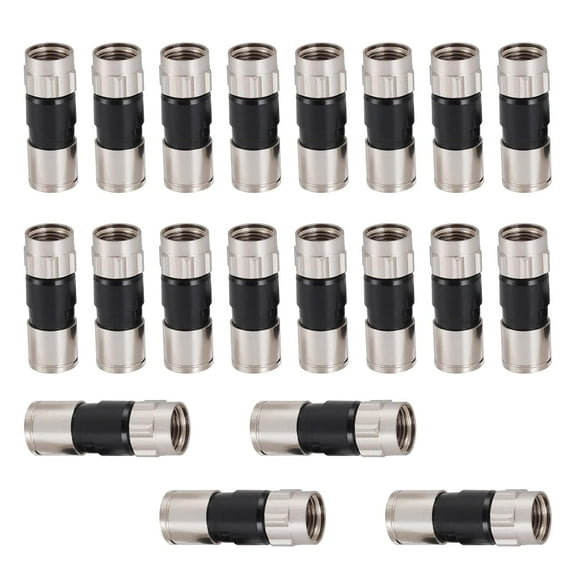 RELIAGINT 20 pack RG6 Coax Compression Connectors, 75 Ohm F Connector, Weatherproof, Compatible for RG6 Dual, Tri, Quad Shield Coaxial Cables