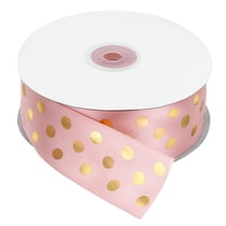 Grosgrain Ribbons 50 Yards 1-1/2 Inch Dark Pink Gold Dots Ribbon for Crafts Gift Wrapping Wedding